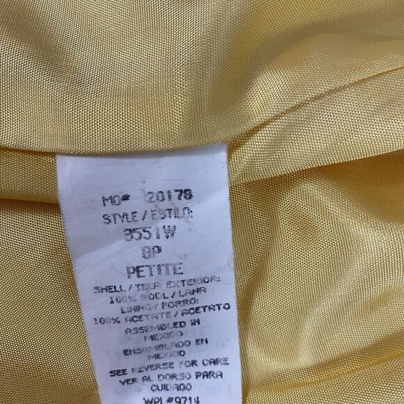 Savannah Blazer Womens 8P Jacket Yellow Wool VTG Career Professional Work Office - Picture 13 of 14